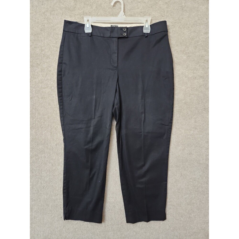 Talbots Curvy Perfect Crop Pants Womens 14 Black Straight Leg Stretch